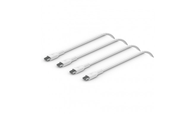 1x2 Belkin punutud PVC kaabel 1m USB-C/USB-C valge CAB004bt1MWH2PK