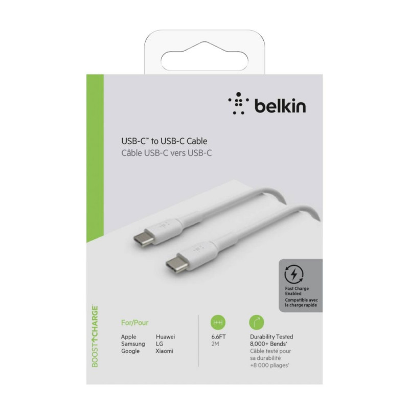 Belkin USB-C/USB-C Cable 2m PVC, white CAB003bt2MWH Cables