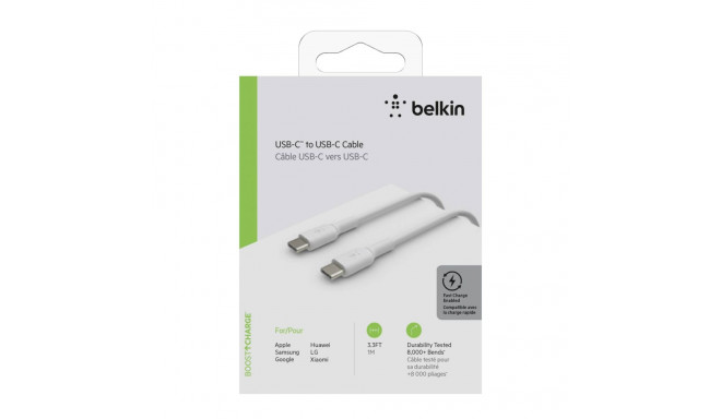 Belkin USB-C/USB-C kaabel 1m PVC, valge CAB003bt1MWH