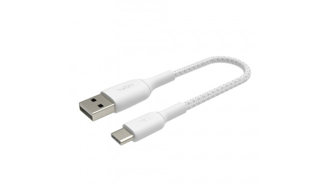 Belkin USB-C/USB-A kaabel 15 cm punutud, valge CAB002bt0MWH