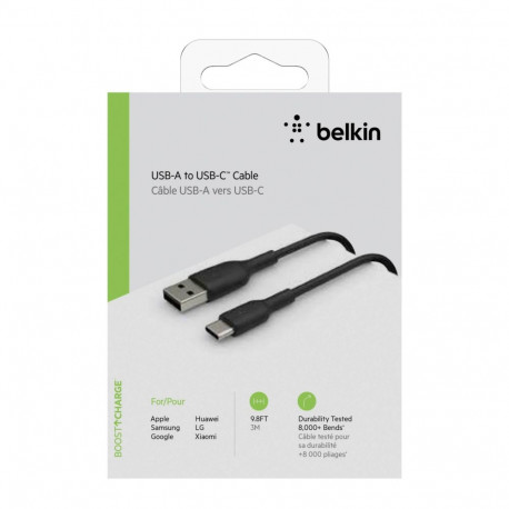 Belkin USB-C/USB-A kaabel 3 m PVC, must CAB001bt3MBK