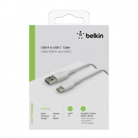 Belkin USB-C/USB-A kaabel 2m PVC, valge CAB001bt2MWH