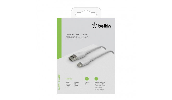 Belkin USB-C/USB-A kaabel 2m PVC, valge CAB001bt2MWH