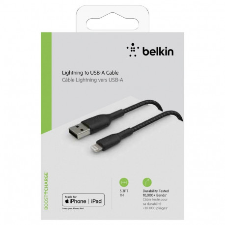 Belkin Lightning Cable 1m, coated, mfi cert, black