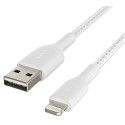 Belkin Lightning-USB-A kaabel 15 cm, punutud, MFi sertifikaadiga, valge