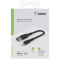 Belkin Lightning-USB-A Kaabel 15 cm, PVC, must, MFi sert.