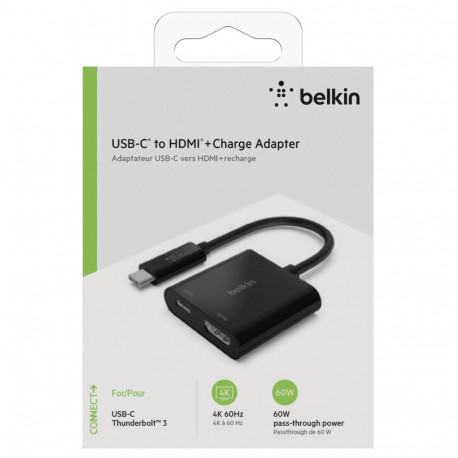 Belkin USB-C–HDMI-adapter 60W PD, must AVC002btBK