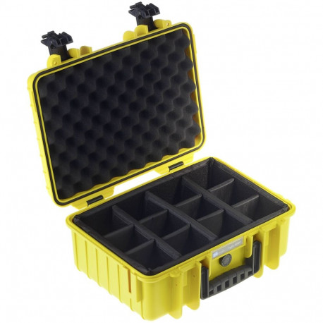 B&W Outdoor Case Type 4000 kollane polsterdatud vaheseinte komplektiga