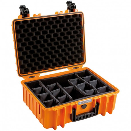 B&W Outdoor Case Type 5000 oranž koos vahesüsteemiga