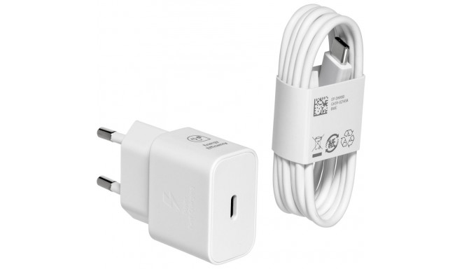 Samsung USB-C laadija 25W koos USB-C kaabliga valge
