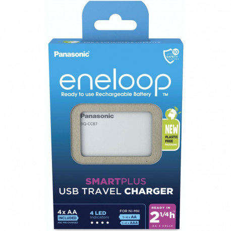 Panasonic Eneloop nutikas Plus USB reisilaadija BQ-CC87 4xAA K-KJ87MCD40