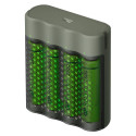 GP ReCyko M451/270 4-pordiline USB-laadija koos 4xAA NiMh 2600mAh akudega
