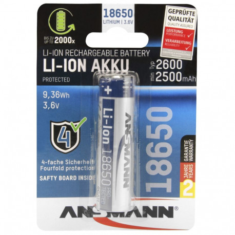 Ansmann Li-Ion 18650 2600mAh 3,6V aku 9,36Wh 1307-0000