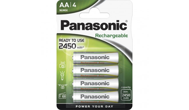 1x4 Panasonic NiMH Mignon AA 2450 mAh laetav Evolta aku