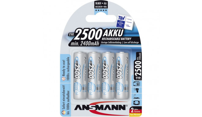 1x4 Ansmann maxE NiMH laetav aku 2500 Mignon AA 2400 mAh