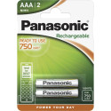 1x2 Panasonic aku NiMH Micro AAA 750 mAh kasutamiseks valmis DECT jaoks
