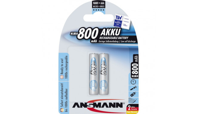 1x2 Ansmann maxE NiMH laetav aku Micro AAA 800 mAh 5030982
