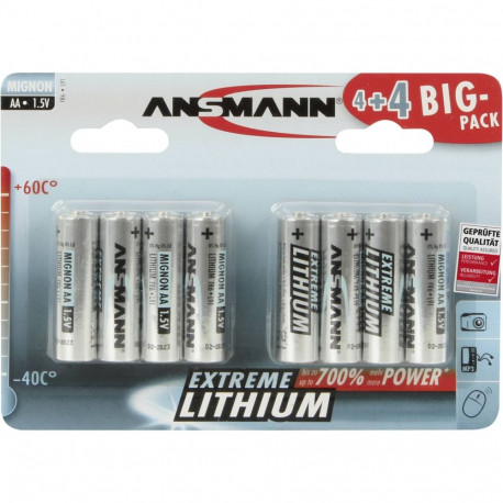 4+4 Ansmann Extreme lithium AA Mignon LR 6 suur pakk
