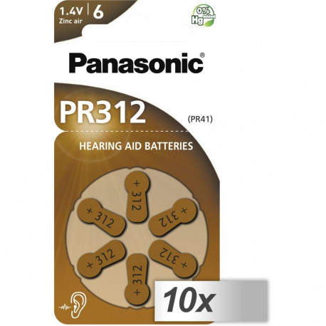 10x1 Panasonic PR 312 kuuldeaparaadi patareid tsink-õhk 6 tk