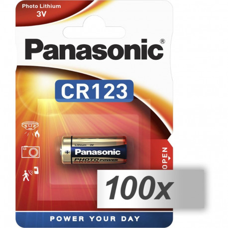 100x1 Panasonic Photo CR-123 A liitium VPE väliskarp