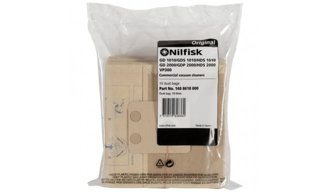 Nilfisk 10x tolmukott VP 300 HEPA EU2 + VP 100 EU jaoks