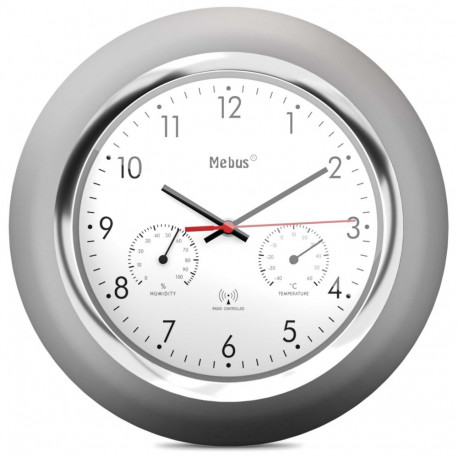 Mebus 19454 raadiojuhitav seinakell termomeetri/hügromeetriga