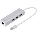 DIGITUS USB Tüüp-C 3.0 3-Pordiline Jaotur Gigabit Ethernetiga DA-70255