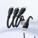 Baseus Flash Series 3 3in1 cable 100W USB-C - USB-C+USB-C+ Lightning 1.5m + 3 x 0.25 m - black
