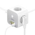 Baseus PowerCombo 7 in 1 Power Strip Cube, 3 AC + 3 x USB-A + 1 x USB-C 20W 1.5 m - white