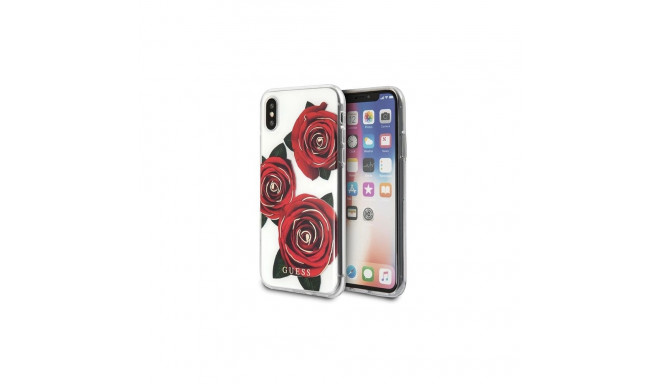 Guess Flower Desire Red Rose iPhone X Case - Transparent