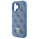 Etui Guess Hardcase Leather 4G Triangle Strass MagSafe na iPhone 16 - niebieskie