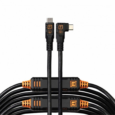 TetherPro Optima 10G USB-C, 9.4m, Straight to Right, Black