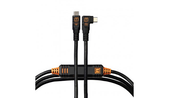 TetherPro Optima 10G USB-C, 4.6m, Straight to Right, Black