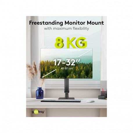 Freestanding single monitor mount 17 - 32 inches (43 - 81 cm), max. 8 kg, fully flexible desk stand