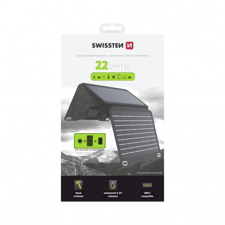 Swissten Foldable Solar Panel USB-C / USB 22W