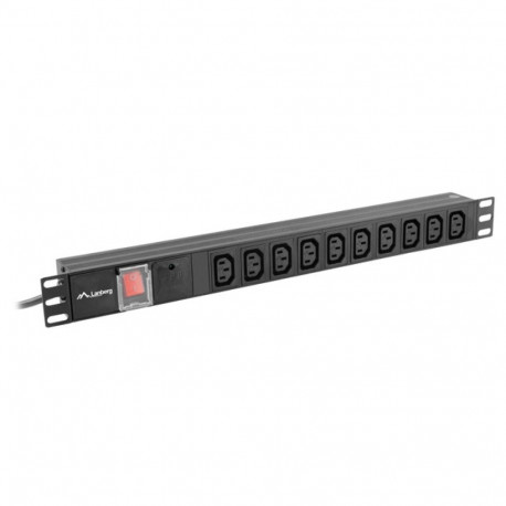 Lanberg toitejaotusseade (PDU) 19" 1U 10A 2M 10X IEC C13 väljundit C14, must