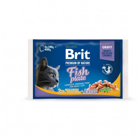 Brit Premium Fish Plate multipack wet food for cats 4x100g