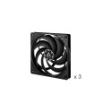 ARCTIC P12 Slim PWM PST Fans, 4-pin, 120mm, black, 3pcs