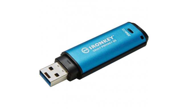 Kingston IronKey Vault Privacy 50 256 GB, USB stick (light blue/black, USB-A 3.2 Gen 1)