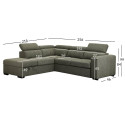 Corner sofa bed ODELIA-2 LC, light green