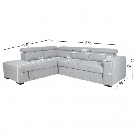 Corner sofa bed ODELIA-2 LC, grey