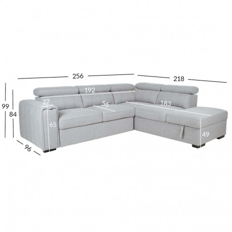 Corner sofa bed ODELIA-2 RC, grey