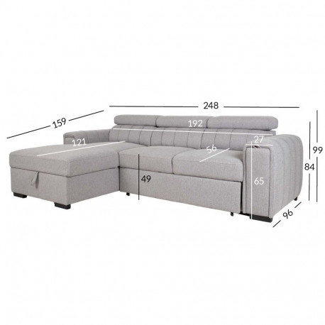 Corner sofa bed ODELIA LC, grey
