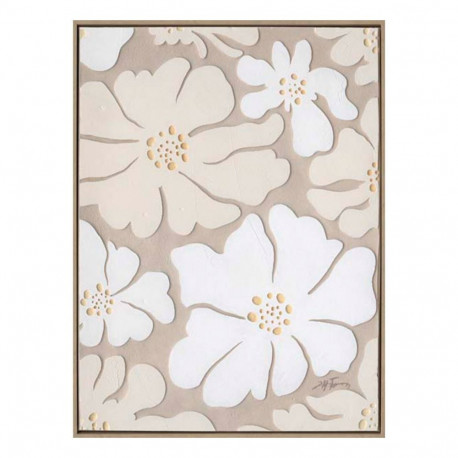 Painting with frame 60x80cm, 
beige flowers