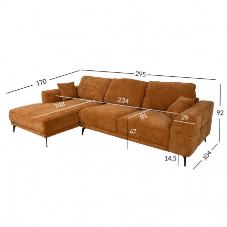 Nurgadiivan OLIVIA VN 295x170/104xH92cm, pruun