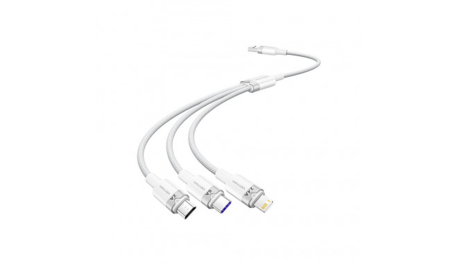 USB 2.0 A to 3-in-1 6A cable Vention CTRWG 1.5M (white)
