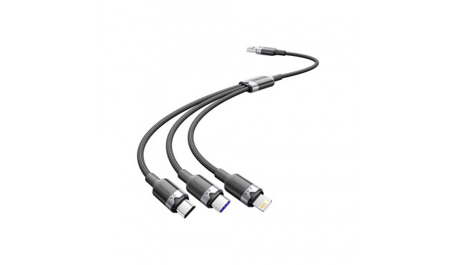 USB 2.0 A to 3-in-1 6A cable Vention CTRBG 1.5M (black)