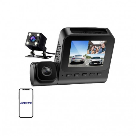 1080p front camera, 1080p indoor camera and VGA rear camera Azdome V600-3CH, G-sensor