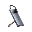 Hub 6in1 Baseus Metal Gleam 2 Series, USB-C to 2xUSB 3.0 +USB-C + HDMI + USB-C PD + Ethernet RJ45