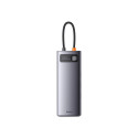 Hub 9in1 Baseus Metal Gleam Series, USB-C to 2x USB 3.0 + 2x HDMI + USB 2.0 + USB-C PD + Ethernet RJ